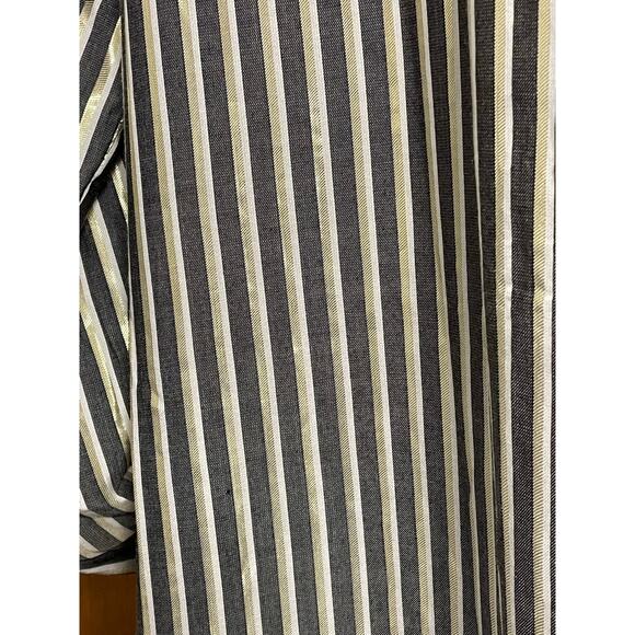 Anne Klein Gray with Gold Metallic Striped Shirt Dress size 6 - Picture 3 of 11